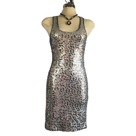 ATTITUDE  Elegant Luxury Grey and Silver Sequins Dress size 0 - Picture 14 of 16